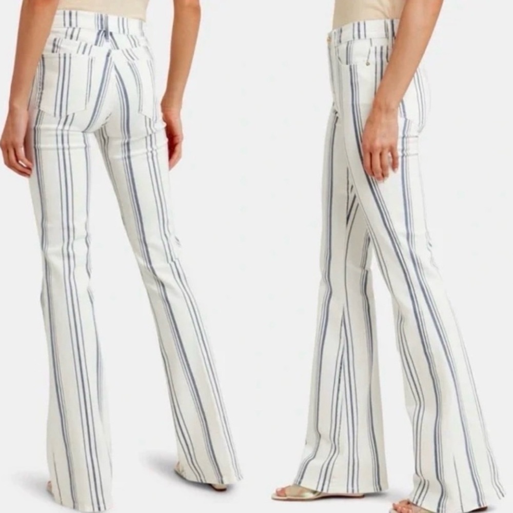 FRAME Jeans - Le High Flare size 28 white blue striped
